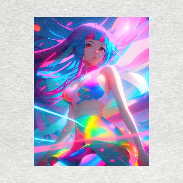 Beautiful anime girl in vibrant fluorescent colors by UmagineArts